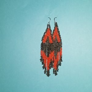 Indian Seed Bead Earings, Autumn Orange Color.